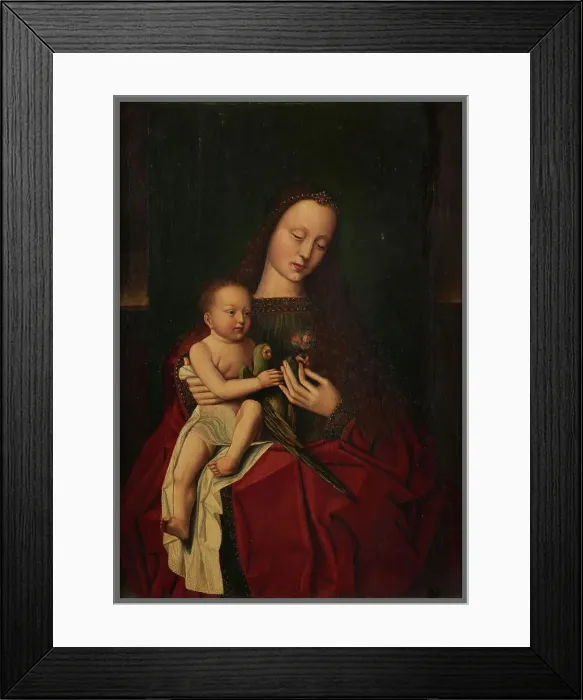 Framed Print : Virgin and Child with a Parrot, after Jan van Eyck. Creator: Unknown Framed Print : Virgin and Child with a Parrot, after Jan van Eyck. Creator: Unknown