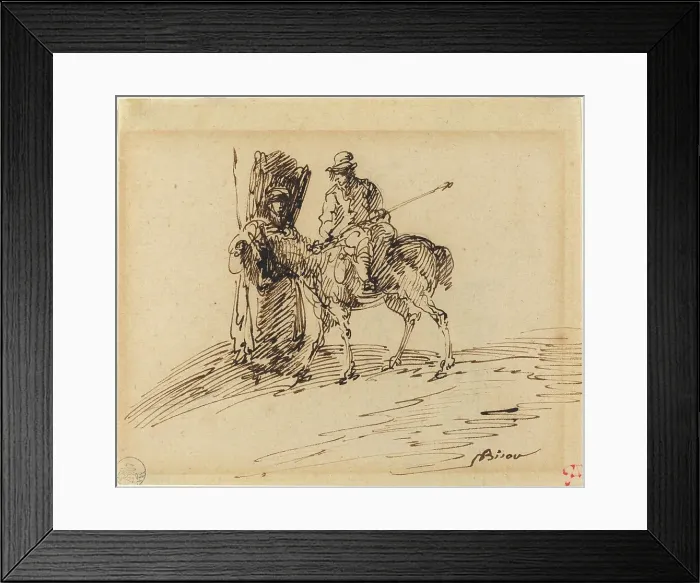 Framed Print : Horseman with Peasant. Creator: Giuseppe Bernardino Bison Framed Print : Horseman with Peasant. Creator: Giuseppe Bernardino Bison