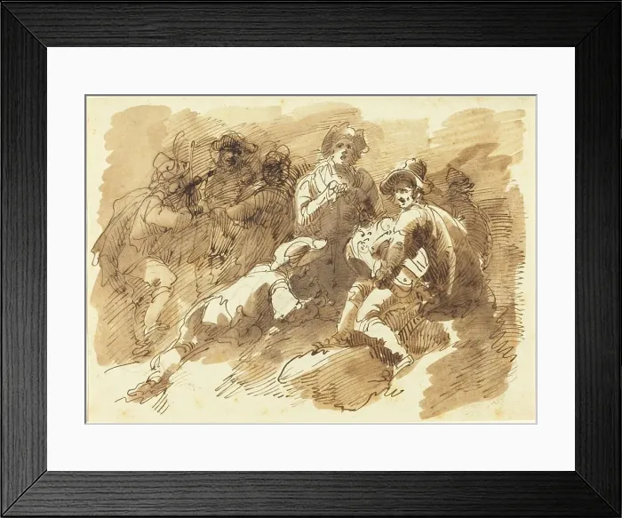 Framed Print : A Convivial Gathering with a Man Playing a Hurdy-Gurdy. Creator: Giuseppe Bernardino Bison Framed Print : A Convivial Gathering with a Man Playing a Hurdy-Gurdy. Creator: Giuseppe Bernardino Bison