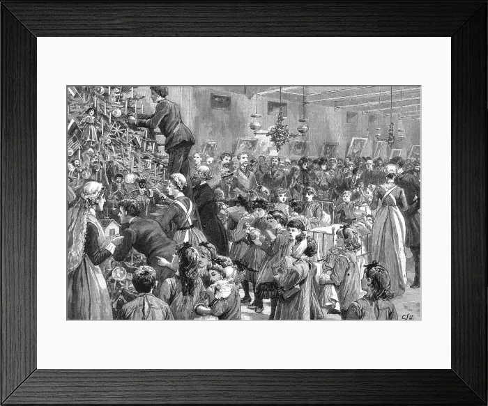 Framed Print : Christmas Tree in the Childrens Ward at the London Hospital, Whitechapel, 1886. Creator: Unknown Framed Print : Christmas Tree in the Childrens Ward at the London Hospital, Whitechapel, 1886. Creator: Unknown