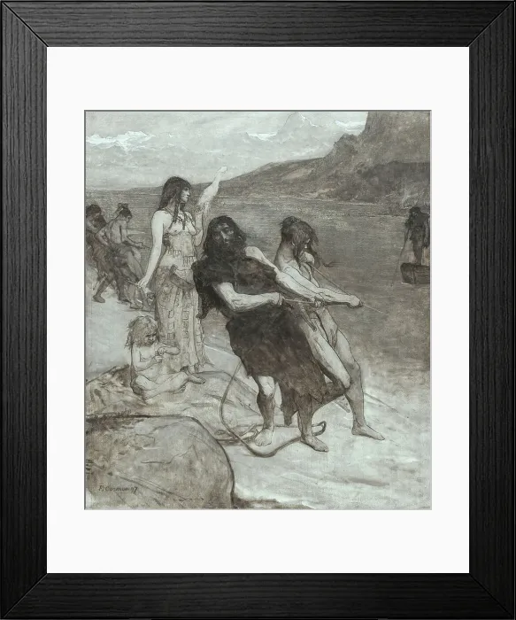 Framed Print : Fishing, sketch for the amphitheatre of palaeontology at the Museum of Natural History in Paris, 1897 Creator: Fernand Cormon Framed Print : Fishing, sketch for the amphitheatre of palaeontology at the Museum of Natural History in Paris, 1897 Creator: Fernand Cormon
