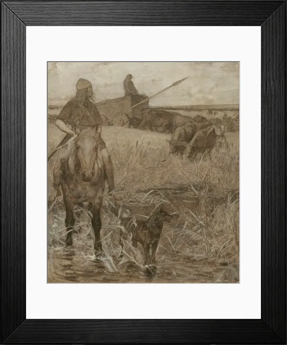 Framed Print : Gauls on horseback, sketch for the amphitheatre of palaeontology at the Museum of Natural... 1897. Creator: Fernand Cormon Framed Print : Gauls on horseback, sketch for the amphitheatre of palaeontology at the Museum of Natural... 1897. Creator: Fernand Cormon
