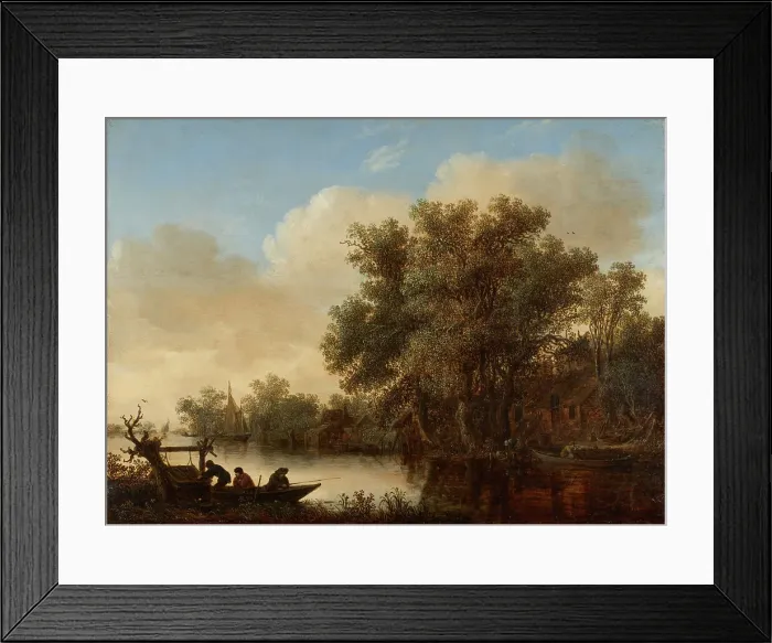 Framed Print : Rustic dwellings near a canal, 1646. Creator: Jan van Goyen Framed Print : Rustic dwellings near a canal, 1646. Creator: Jan van Goyen