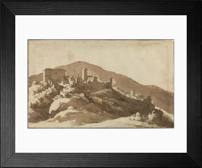 Framed Print : A View of Savelli near Albano. Creator: Jan de Bisschop Framed Print : A View of Savelli near Albano. Creator: Jan de Bisschop