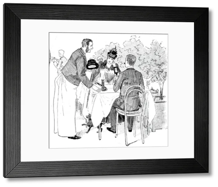 Framed Print : The Paris Season - drawn by Mars; Open Air Dinner in the Champs Elysees, 1891. Creator: Mars