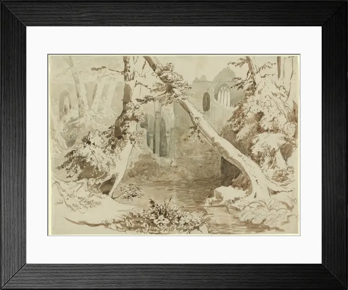 Framed Print : A Ruined Church in the Forest, c. 1834. Creator: Karl Blechen Framed Print : A Ruined Church in the Forest, c. 1834. Creator: Karl Blechen