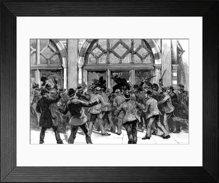 Framed Print : The Rioting in the West End of London, February 8th. Looting shops in Piccadilly, 1886. Creator: Unknown Framed Print : The Rioting in the West End of London, February 8th. Looting shops in Piccadilly, 1886. Creator: Unknown