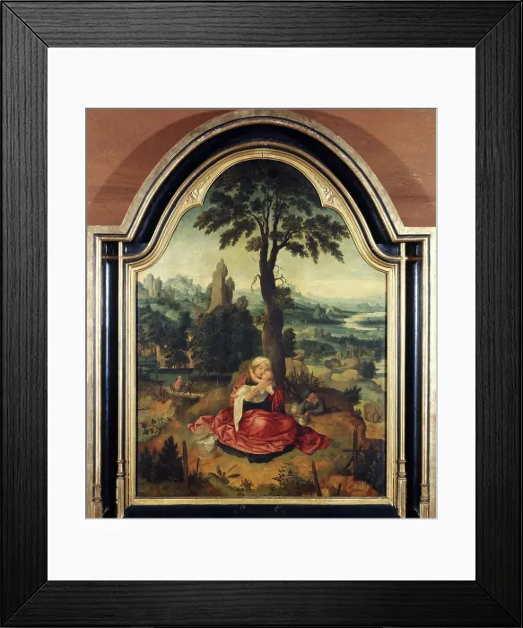 Framed Print : Rest on the Flight into Egypt, between 1500 and 1550. Creator: Joachim Patinir