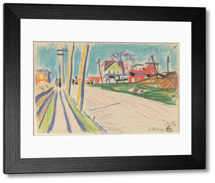 Framed Print : Street in the Bronx, 1913. Creator: Oscar Bluemner Framed Print : Street in the Bronx, 1913. Creator: Oscar Bluemner