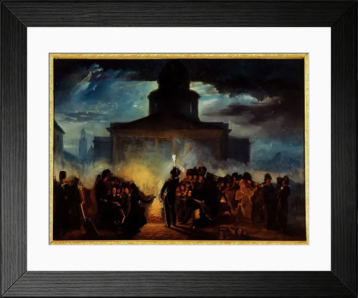 Framed Print : Bivouacplace du Panthéon, dans la nuit du 22 au 23 décembre 1830, 1830. Creator: Auguste Raffet Framed Print : Bivouacplace du Panthéon, dans la nuit du 22 au 23 décembre 1830, 1830. Creator: Auguste Raffet