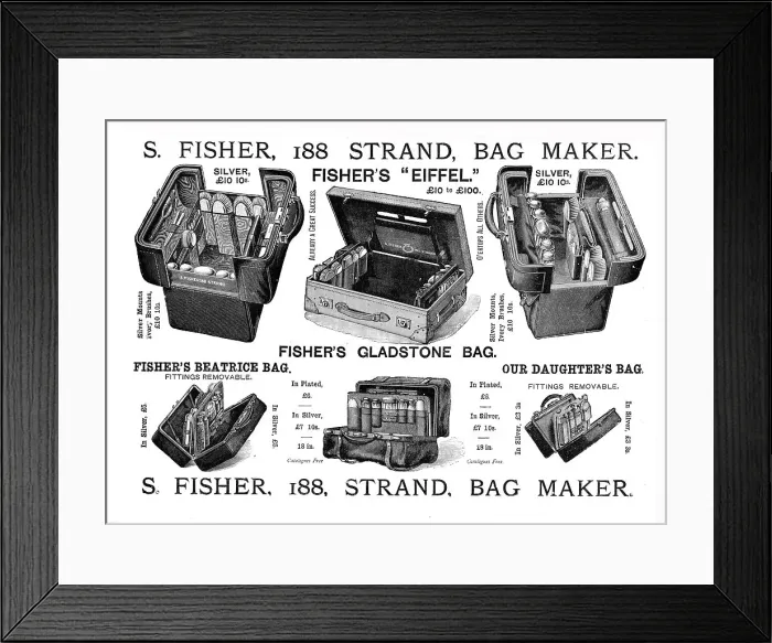 Framed Print : S Fisher, 188 Strand, Bag Maker, 1891 Framed Print : S Fisher, 188 Strand, Bag Maker, 1891