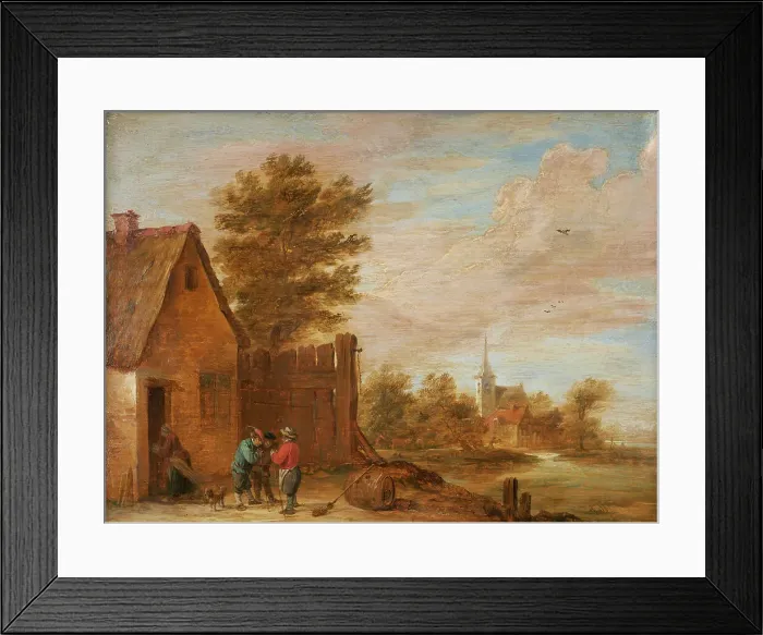 Framed Print : Peasants talking in front of an inn, between 1630 and 1690. Creator: David Teniers II Framed Print : Peasants talking in front of an inn, between 1630 and 1690. Creator: David Teniers II