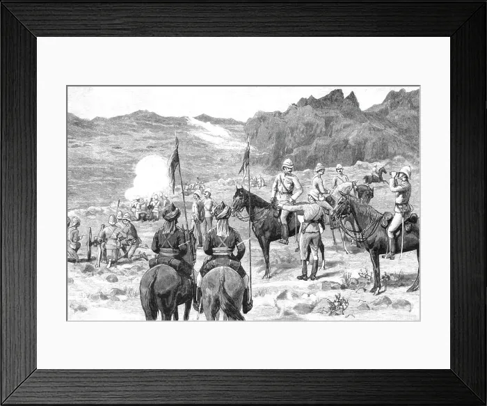 Framed Print : The Attock Manoeuvres - Mountain Battery Opening Fire, 1891. Creator: Unknown Framed Print : The Attock Manoeuvres - Mountain Battery Opening Fire, 1891. Creator: Unknown