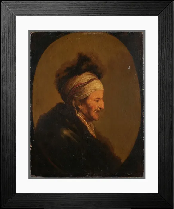 Framed Print : Bust of a man in oriental costume, after Lievens, between 1630 and 1699. Creator: Unknown Framed Print : Bust of a man in oriental costume, after Lievens, between 1630 and 1699. Creator: Unknown