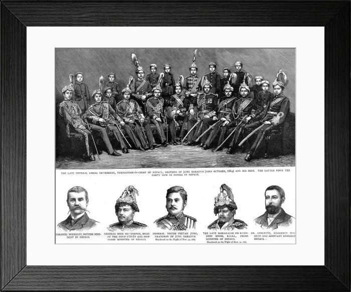 Framed Print : The Recent Revolution in Nepaul, India. Local Dignitaries, 1886. Creator: Unknown Framed Print : The Recent Revolution in Nepaul, India. Local Dignitaries, 1886. Creator: Unknown
