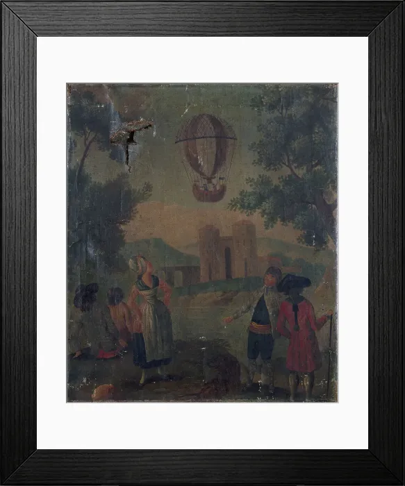 Framed Print : Ascent of an aerostat, around 1783, between 1778 and 1788. Creator: Unknown Framed Print : Ascent of an aerostat, around 1783, between 1778 and 1788. Creator: Unknown