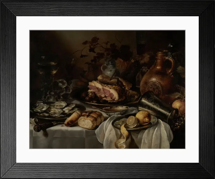 Framed Print : Still life with ham, between 1640 and 1649. Creator: Pieter Claesz Framed Print : Still life with ham, between 1640 and 1649. Creator: Pieter Claesz