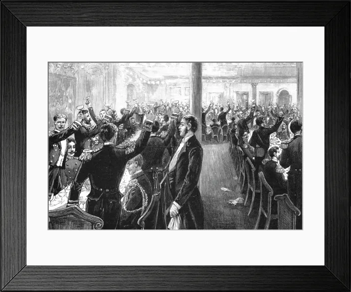 Framed Print : The Visit of the French Fleet: For they are jolly good fellows, and so say all of us, 1891. Creator: Charles Joseph Staniland. The Visit of the French Fleet: For they are jolly good fellows, and so say all of us, 1891 Framed Print : The Visit of the French Fleet: For they are jolly good fellows, and so say all of us, 1891. Creator: Charles Joseph Staniland. The Visit of the French Fleet: For they are jolly good fellows, and so say all of us, 1891