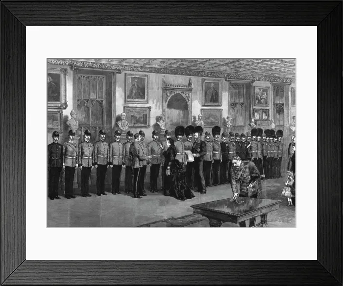 Framed Print : The recent Soudan Campaigns - The Queen at Windsor Castle Distributing Medals, 1886 Creator: Unknown Framed Print : The recent Soudan Campaigns - The Queen at Windsor Castle Distributing Medals, 1886 Creator: Unknown