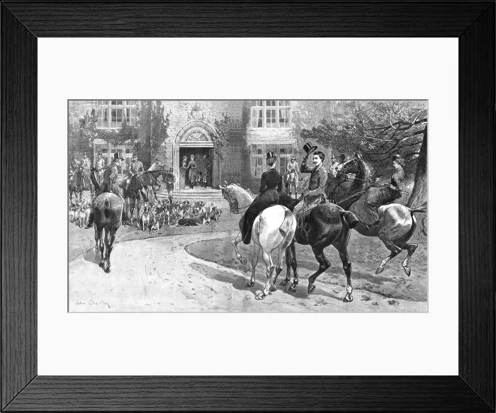 Framed Print : The Hunting Season - A Meet at the Old Hall, 1886. Creator: Unknown Framed Print : The Hunting Season - A Meet at the Old Hall, 1886. Creator: Unknown