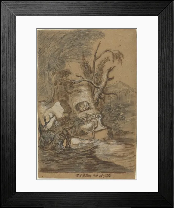 Framed Print : Capriccio with Antique Ruins, 1730s. Creator: Johann George Böhm Framed Print : Capriccio with Antique Ruins, 1730s. Creator: Johann George Böhm