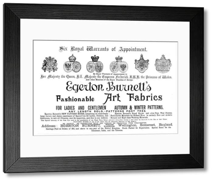 Framed Print : Egerton Burnett, Art Fabrics, 1891. Creator: Unknown Framed Print : Egerton Burnett, Art Fabrics, 1891. Creator: Unknown