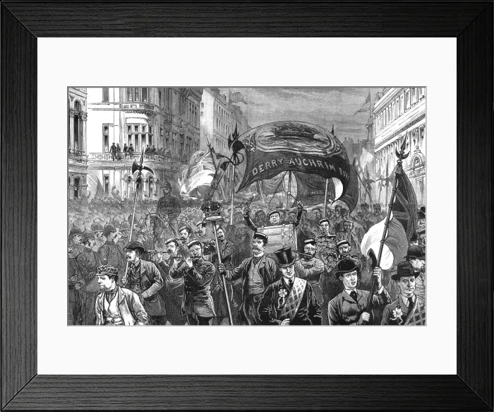 Framed Print : The Crisis in Ireland - The Procession in Royal Avenue on it's way to Ulster Hall, 1886. Creator: Unknown Framed Print : The Crisis in Ireland - The Procession in Royal Avenue on it's way to Ulster Hall, 1886. Creator: Unknown