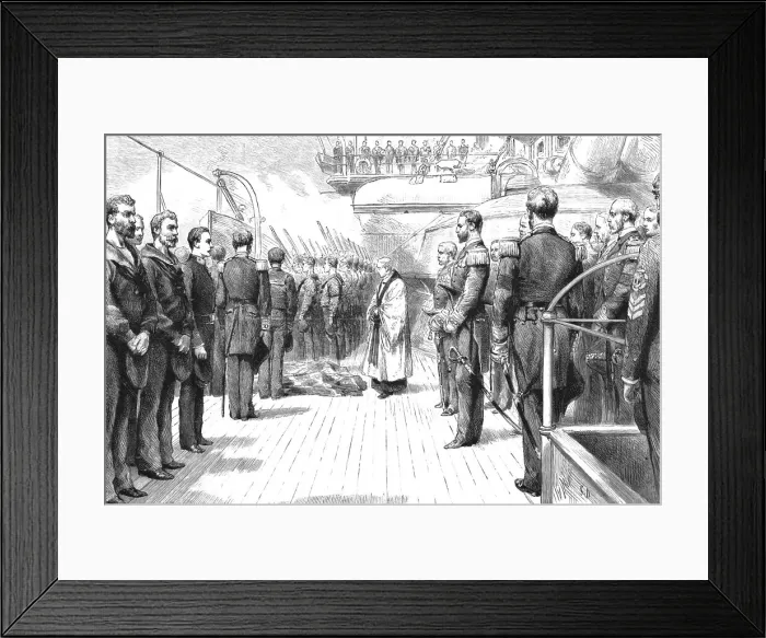 Framed Print : The Naval Manoeuvres - with the Northern Fleet; A Man-of-War Funeral at Sea, 1891. Creator: Unknown Framed Print : The Naval Manoeuvres - with the Northern Fleet; A Man-of-War Funeral at Sea, 1891. Creator: Unknown