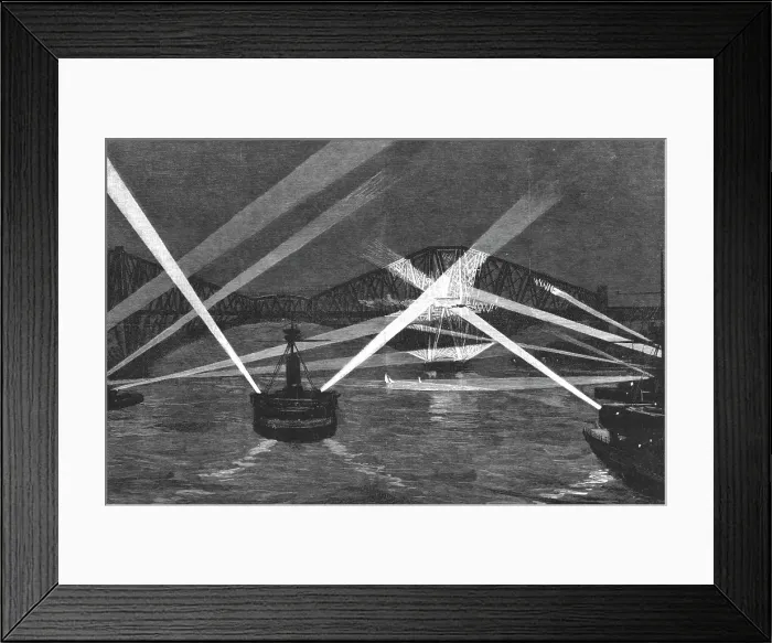 Framed Print : The Naval Manoeuvres - with the Northern Fleet; Searching the Forth Road Bridge, 1891. Creator: Unknown Framed Print : The Naval Manoeuvres - with the Northern Fleet; Searching the Forth Road Bridge, 1891. Creator: Unknown