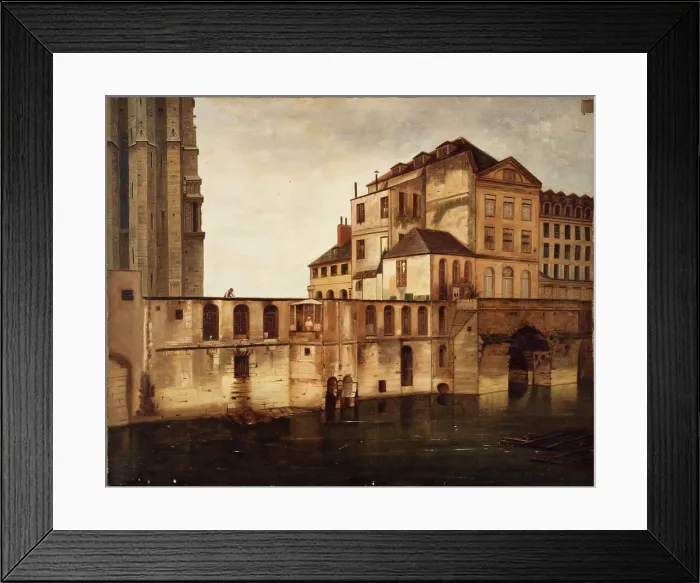 Framed Print : The old Hotel-Dieu and the vaults, 1866. Creator: Eugene Burgat Framed Print : The old Hotel-Dieu and the vaults, 1866. Creator: Eugene Burgat