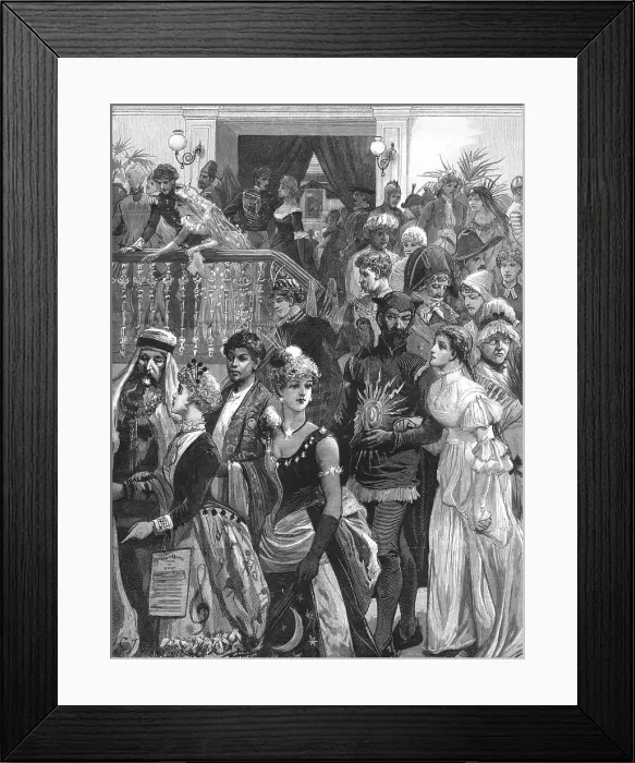 Framed Print : Fancy Dress Ball at the Prince's Hall, Piccadilly, 1886. Creator: Unknown Framed Print : Fancy Dress Ball at the Prince's Hall, Piccadilly, 1886. Creator: Unknown