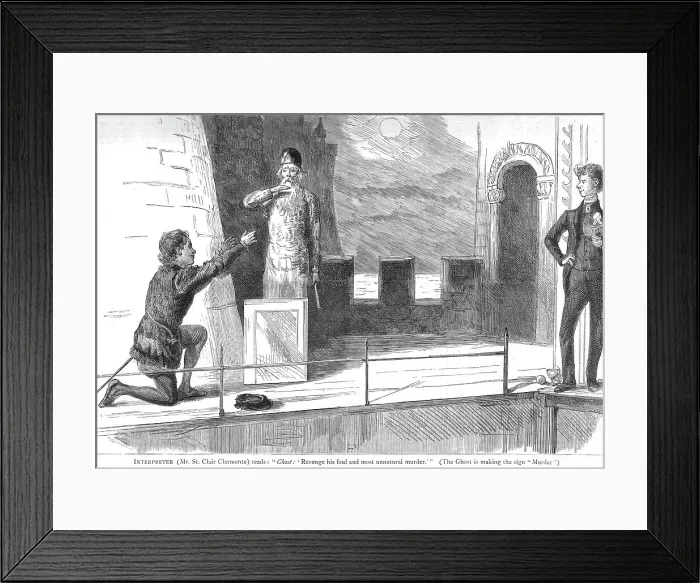Framed Print : A Performance of Hamlet by Deaf and Dumb Actors, 1886. Creator: Unknown. A Performance of Hamlet by Deaf and Dumb Actors, 1886. Creator: Unknown Framed Print : A Performance of Hamlet by Deaf and Dumb Actors, 1886. Creator: Unknown. A Performance of Hamlet by Deaf and Dumb Actors, 1886. Creator: Unknown