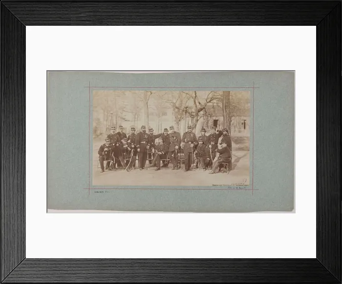 Framed Print : Group portrait of soldiers in a park, 1870. Creator: Andre-Adolphe-Eugene Disderi Framed Print : Group portrait of soldiers in a park, 1870. Creator: Andre-Adolphe-Eugene Disderi