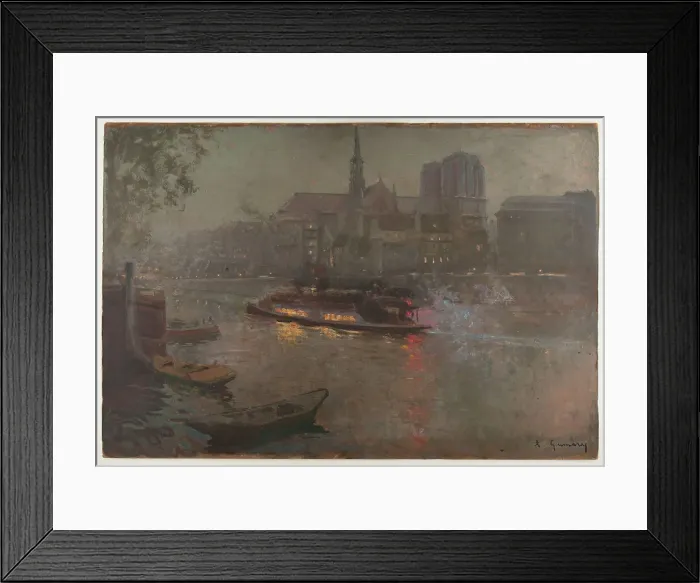Framed Print : Bateau-Mouche on the Seine, in evening, in front of Notre-Dame, 1890. Creator: Adolphe-Ernest Gumery Framed Print : Bateau-Mouche on the Seine, in evening, in front of Notre-Dame, 1890. Creator: Adolphe-Ernest Gumery