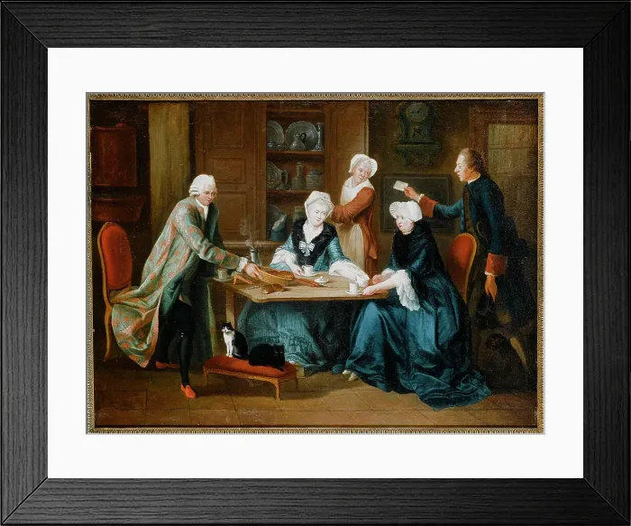 Framed Print : Reunion of the Barre family in an interior, 1772. Creator: Marius-Pierre Lemazurier Framed Print : Reunion of the Barre family in an interior, 1772. Creator: Marius-Pierre Lemazurier
