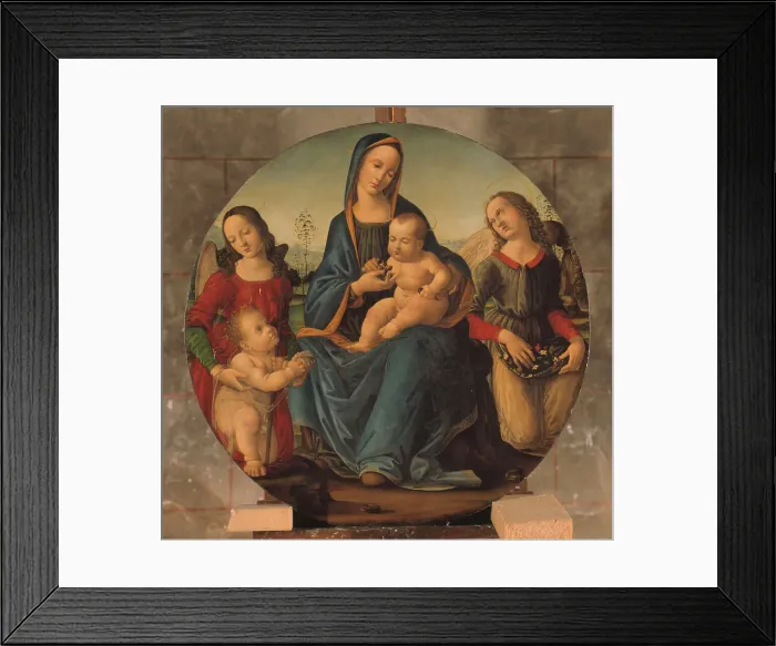 Framed Print : Madonna and Child with Saint John the Baptist and two angels, between 1470 and 1530. Creator: Masaccio Tommaso Framed Print : Madonna and Child with Saint John the Baptist and two angels, between 1470 and 1530. Creator: Masaccio Tommaso
