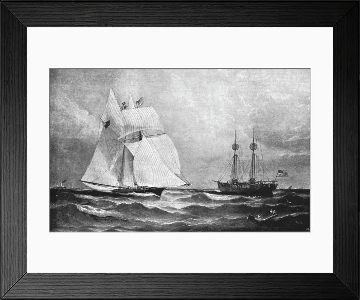 Framed Print : The Race for the America's Cup - The Cambria Rounding Sandy Hook, 1870 (1891). Creator: Unknown Framed Print : The Race for the America's Cup - The Cambria Rounding Sandy Hook, 1870 (1891). Creator: Unknown