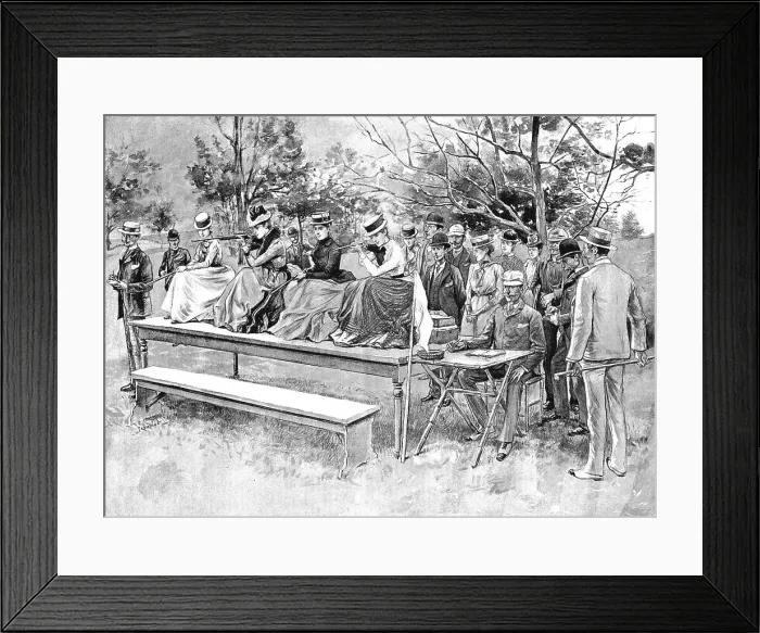 Framed Print : A Bisley in the Colonies - The Ladies Bermuda Rifle Association, 1891. Creator: Unknown. A Bisley in the Colonies - The Ladies Bermuda Rifle Association, 1891. Creator: Unknown Framed Print : A Bisley in the Colonies - The Ladies Bermuda Rifle Association, 1891. Creator: Unknown. A Bisley in the Colonies - The Ladies Bermuda Rifle Association, 1891. Creator: Unknown