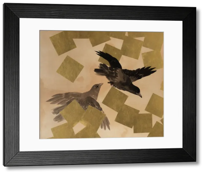 Framed Print : Flight of crows in a snow storm. Creator: Mochizuki Gyokusen Framed Print : Flight of crows in a snow storm. Creator: Mochizuki Gyokusen