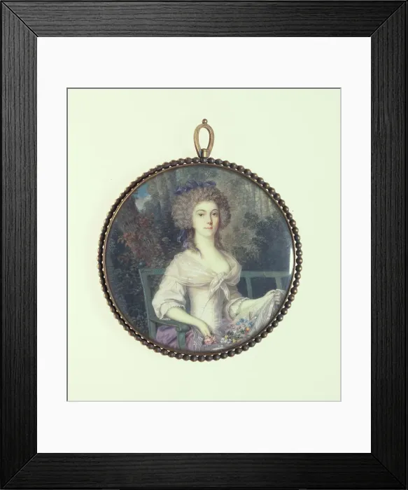 Framed Print : Young woman sitting on a bench, 1789. Creator: Jean-Alexandre Boquet Framed Print : Young woman sitting on a bench, 1789. Creator: Jean-Alexandre Boquet