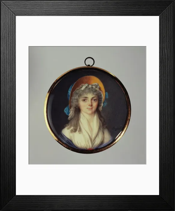 Framed Print : Portrait of a young woman in a yellow hat, c1795. Creator: Jean-Alexandre Boquet Framed Print : Portrait of a young woman in a yellow hat, c1795. Creator: Jean-Alexandre Boquet