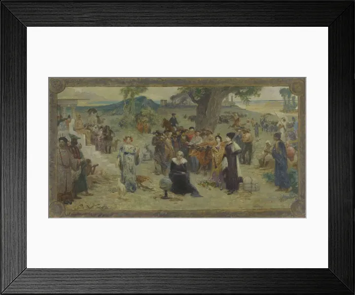Framed Print : Sketch for the town hall of Bois-Colombes: the five continents, 1919. Creator: Fernand Cormon