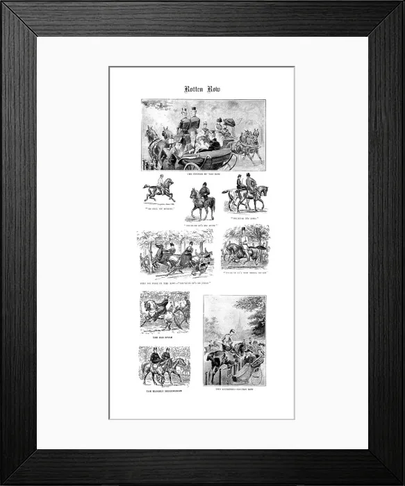 Framed Print : Rotten Row, Why we ride in the Row, Hyde Park, 1891. Creator: Unknown Framed Print : Rotten Row, Why we ride in the Row, Hyde Park, 1891. Creator: Unknown