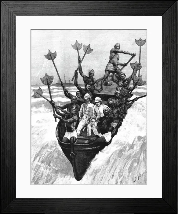 Framed Print : The West Coast of Africa - Landing in a Surf Boat at Accra, 1891. Creator: Joseph Nash Framed Print : The West Coast of Africa - Landing in a Surf Boat at Accra, 1891. Creator: Joseph Nash
