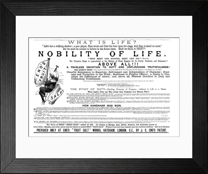 Framed Print : Eno's Fruit Salt, Nobility of Life, 1891. Creator: Unknown Framed Print : Eno's Fruit Salt, Nobility of Life, 1891. Creator: Unknown