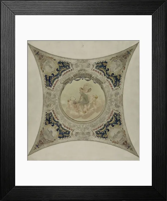 Framed Print : Sketch for the Lobau gallery at the Hotel de Ville in Paris: The tambourine, the monuments... 1890. Creator: Hector d Espouy Framed Print : Sketch for the Lobau gallery at the Hotel de Ville in Paris: The tambourine, the monuments... 1890. Creator: Hector d Espouy