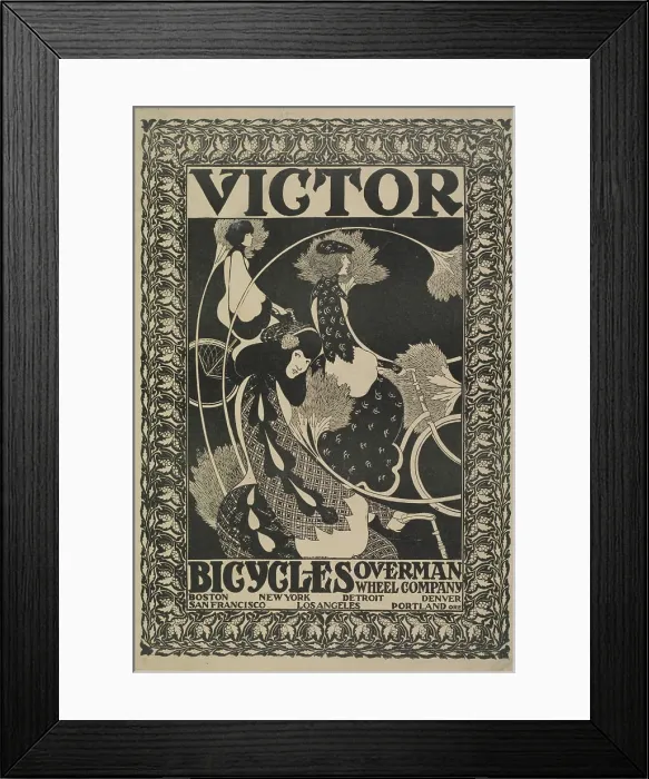 Framed Print : Victor bicycles. Overman wheel company, c1894 - 1896. Creator: William H Bradley Framed Print : Victor bicycles. Overman wheel company, c1894 - 1896. Creator: William H Bradley
