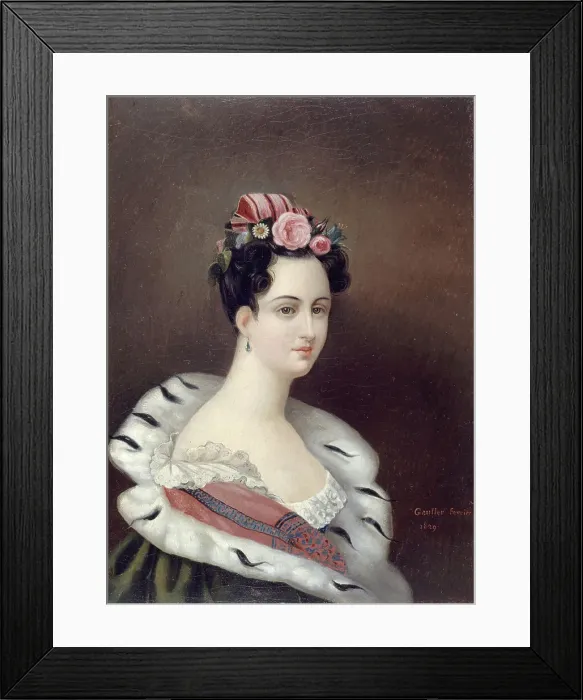 Framed Print : Portrait of a woman, 1829. Creator: Theophile Gautier Framed Print : Portrait of a woman, 1829. Creator: Theophile Gautier