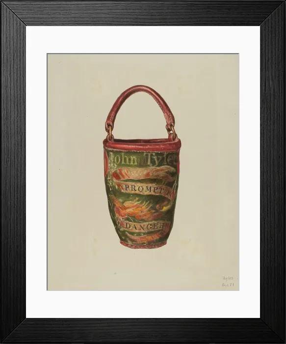 Framed Print : Fireman's Bucket, c. 1940. Creator: Georgina King Framed Print : Fireman's Bucket, c. 1940. Creator: Georgina King