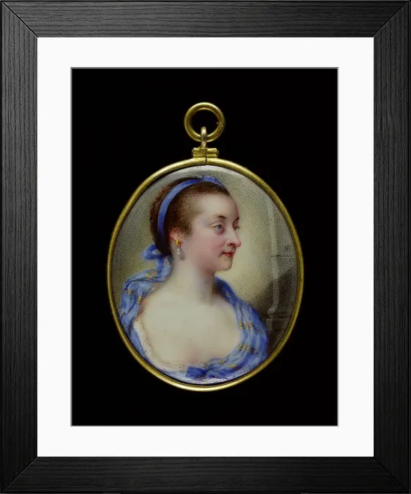 Framed Print : Portrait of a young woman in a blue headscarf, 1759. Creator: Nathaniel Hone Framed Print : Portrait of a young woman in a blue headscarf, 1759. Creator: Nathaniel Hone